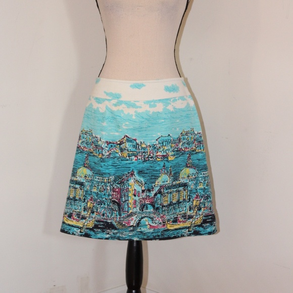 Talbots, Venice Italy Canal Cityscape Scene Textured skirt - Picture 2 of 10